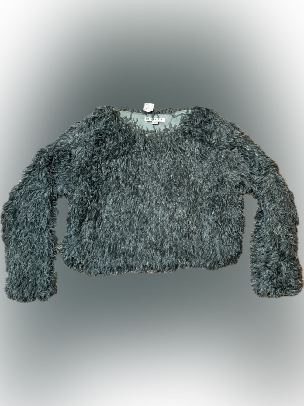 221. HYFVE Feathered Faux Fur Top in Sage Green, Size S